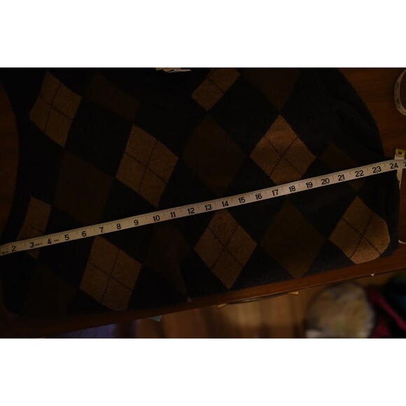 LL Bean Sweater Vest Mens 2XL Tall Brown Lambswool Argyle Academia preppy - Picture 6 of 7